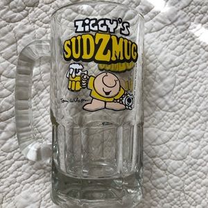 Ziggy Comic Strip Sudsmug Beer Stein Glass with Handle